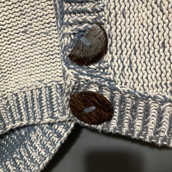 Womens S/M Pure Handknit Blue Asymm Sweater Cardigan Fisherman Hand Made Thick - Picture 13 of 13